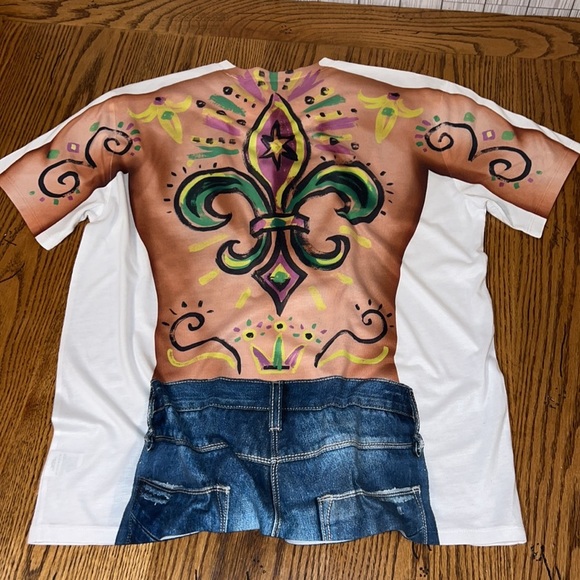 MARDI Gras Man Creative Apparel Full Painted Body Graphic T-Shirt. - Picture 5 of 15